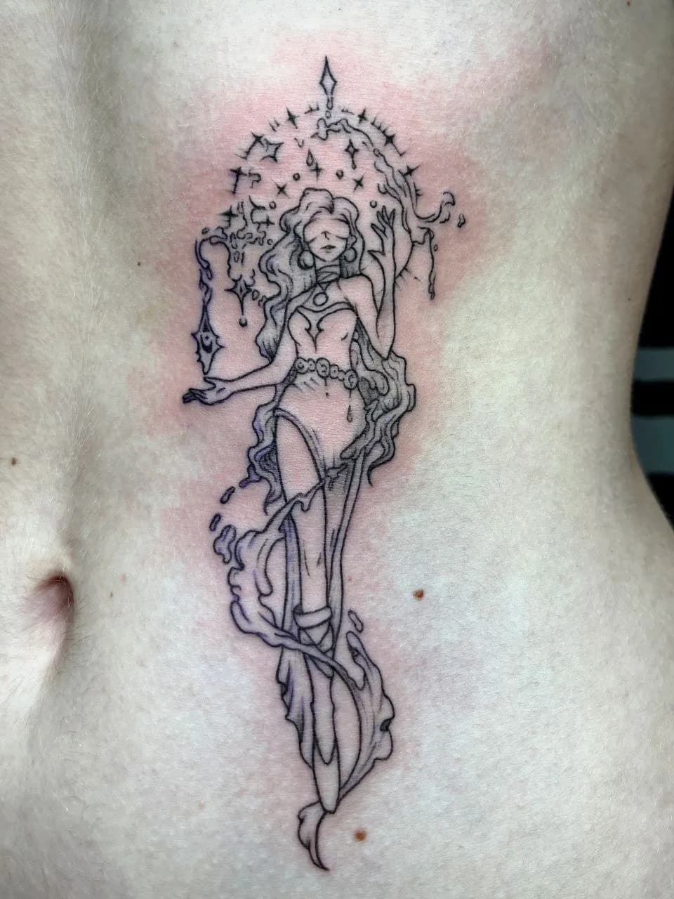 Татуировка с ангелом на теле, студия Neon Tattoo в Кишинёве